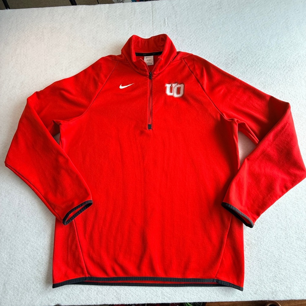 Nike Mens Dri-FIT Quarter Zip Pullover Red UO Logo CN9492-657 Large
